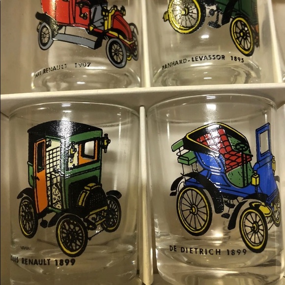 Vintage VMC Reims France Automotive Shot Glasses Cars Dietrich Renault Orig Box - Picture 5 of 10